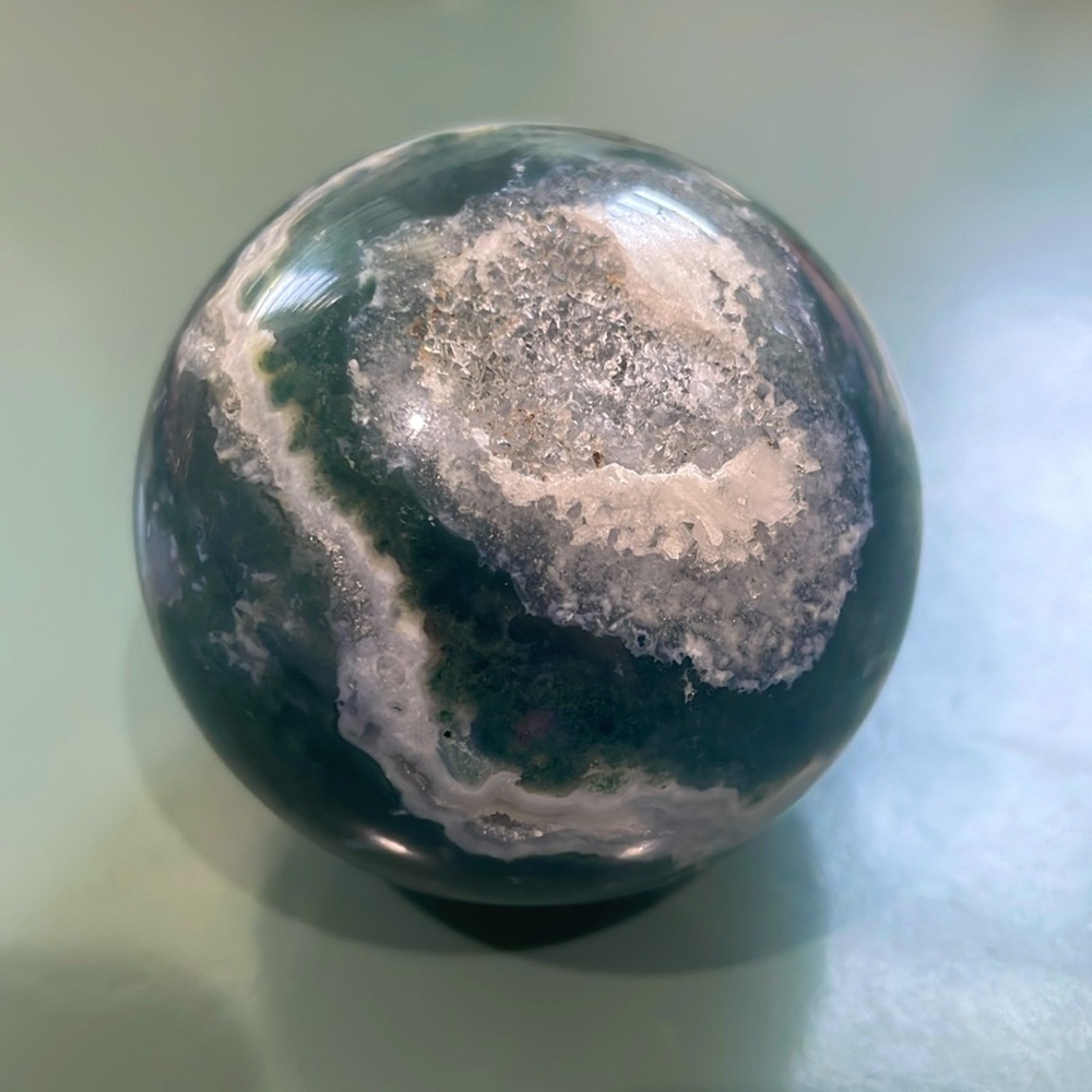 Moss Agate Crystal Sphere